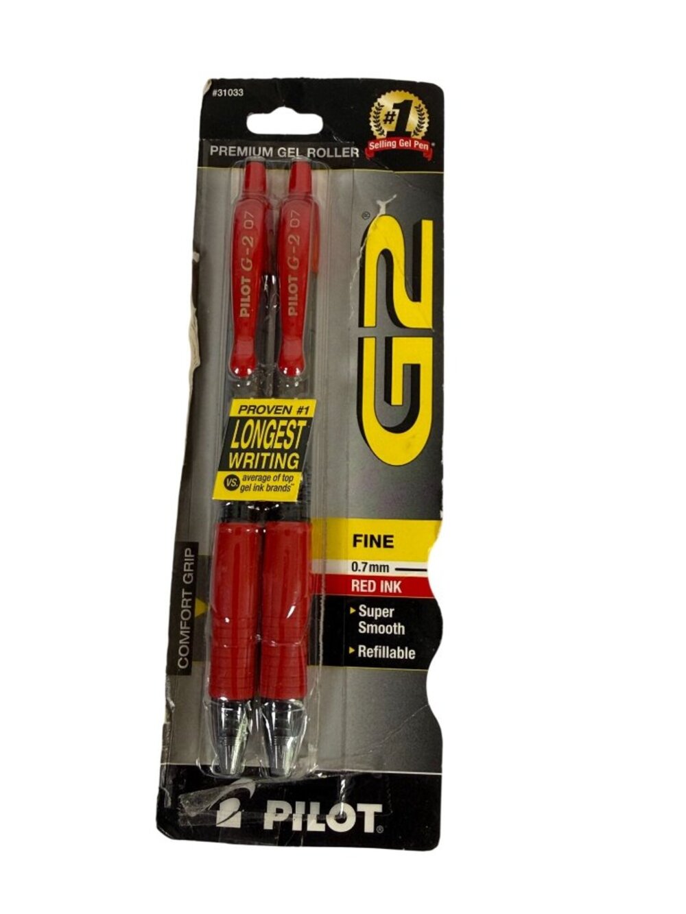 Pilot G2 Premium Gel Roller Pens Red Ink Fine Point 0.7mm Refillable Japan 2 Pac
